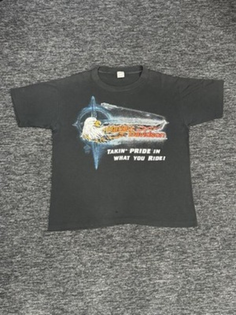 VTG 1980s Harley Davidson Takin Pride In What You Ride Biker 50-50 T Shirt Large